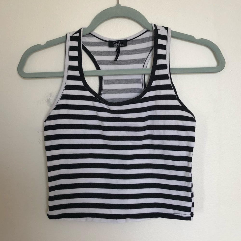 Pacsun Nollie Black and White striped crop tank